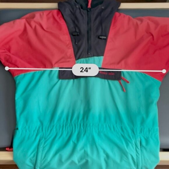 VTG Windy Pass Jacket Red Green Black North Face Anorak Pullover 80s - Picture 4 of 9